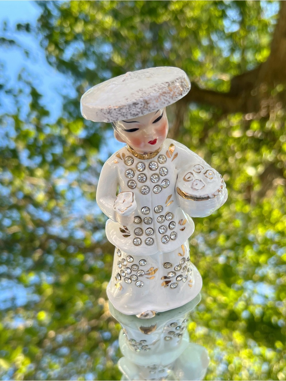 Vintage Bedazzled Ceramic Japanese Man Figurine